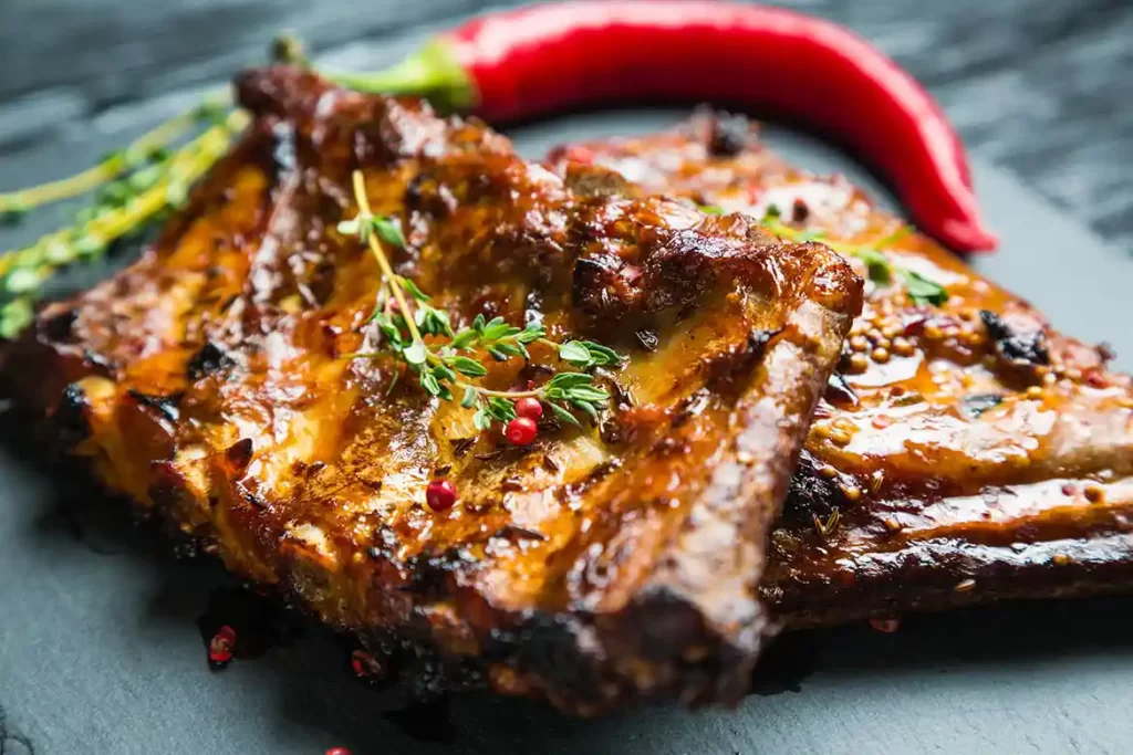 a close up of food